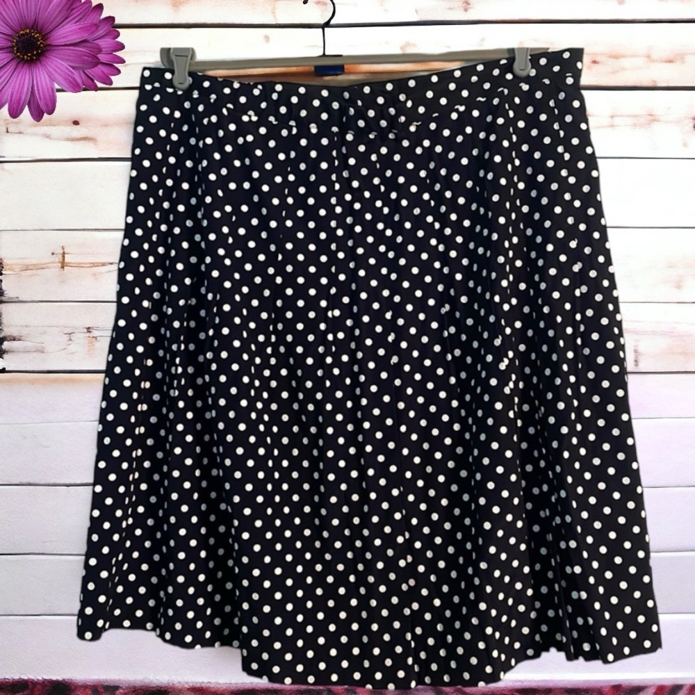 Michael Taylor skirt size 24W blue/white pokadot side zip& button elastic waist